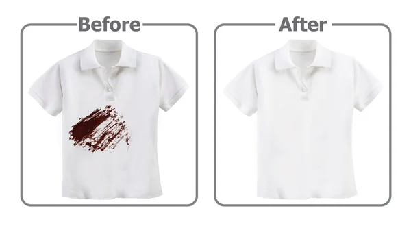 Experimento de removedor de manchas, antes y después del lavado —  Fotos de Stock