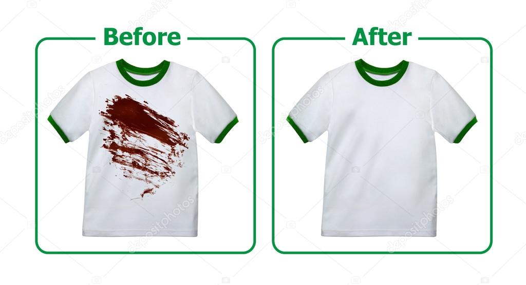 Stain Remover Experiment, Before and After Washing — Stock Photo ...