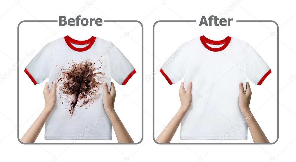 Stain Remover Experiment, Before and After Washing — Stock Photo