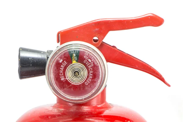 Мини-красный портативный огнетушитель на белом фоне — стоковое фото