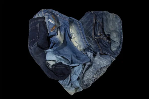 Dżinsy są pięknie wykończone niebieski, ciemny niebieski i czarny — Zdjęcie stockowe