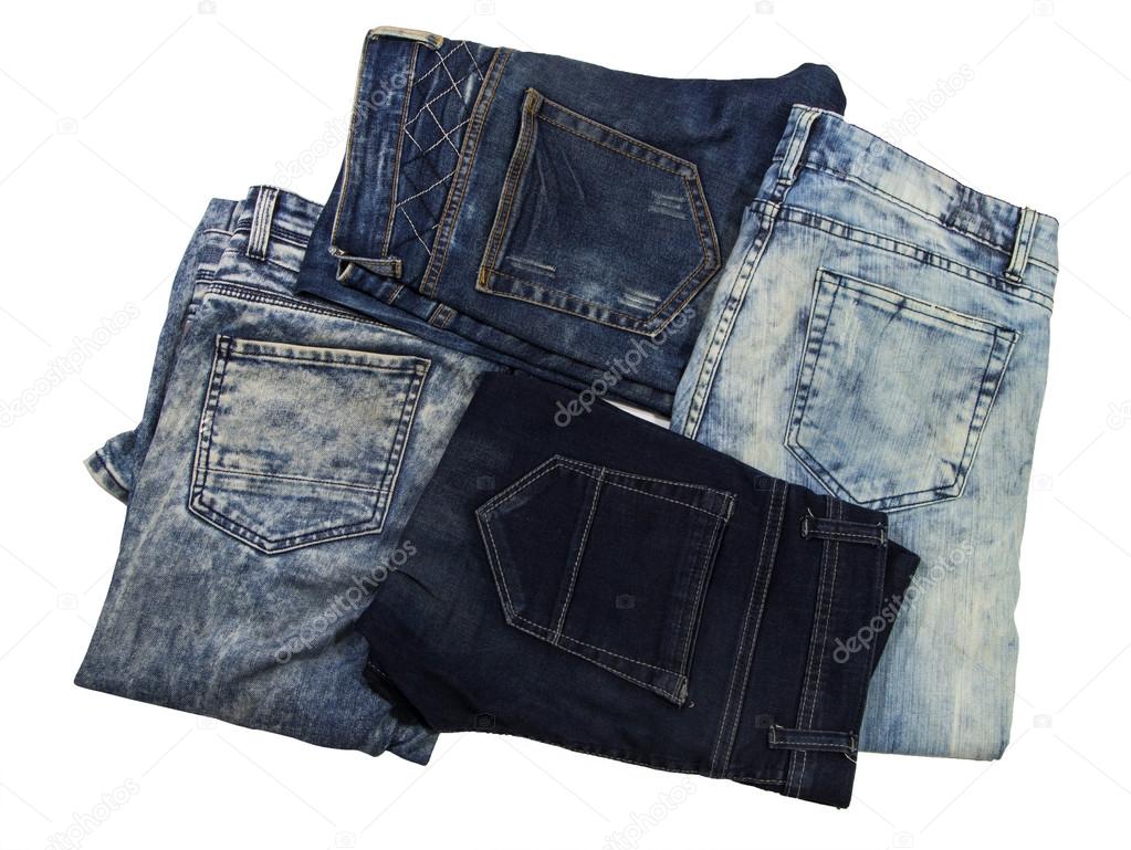 Jeans are beautifully detailed blue, dark blue and black