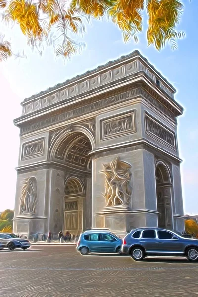 Estilo Pintura Cores Digital Representando Vislumbre Arco Paris — Fotografia de Stock