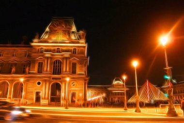 Dijital renk boyama tarzı Paris meydanlarından birini temsil ediyor.