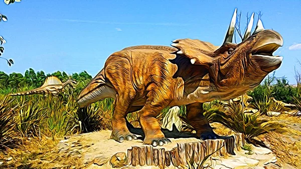 Triceratops 'u temsil eden dijital renk boyama biçimi