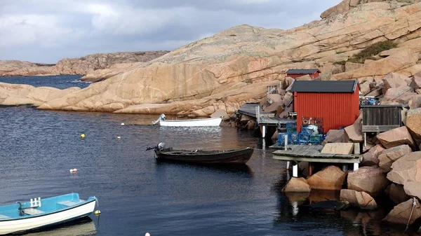 Ein Blick Auf Ein Fischerdorf Der Atlantikküste Südwesten Schwedens Einem — Stockfoto