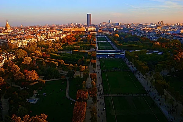 Estilo Pintura Cor Digital Que Representa Uma Visão Paris Cima — Fotografia de Stock