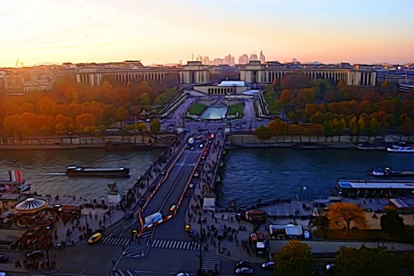 Estilo Pintura Cor Digital Que Representa Uma Visão Paris Cima — Fotografia de Stock