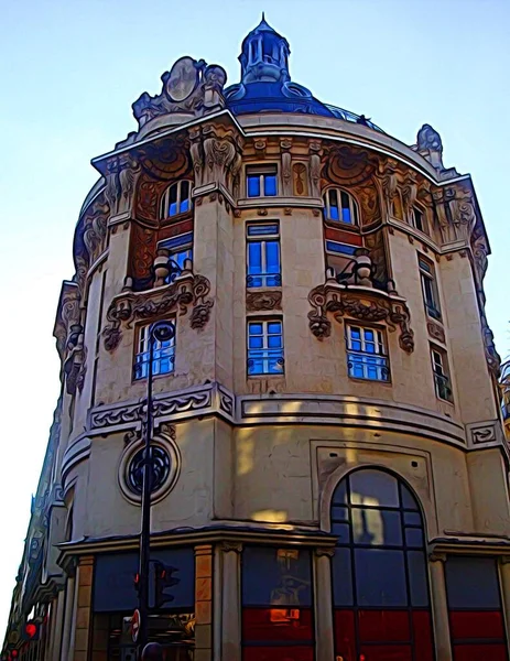 Estilo Pintura Cores Digital Representando Vislumbre Dos Edifícios Históricos Paris — Fotografia de Stock