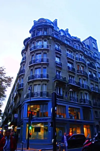 Estilo Pintura Cores Digital Representando Vislumbre Dos Edifícios Históricos Paris — Fotografia de Stock