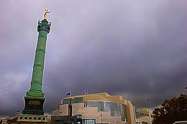 Стиль Цифровой Цветовой Живописи Представляющий Одну Площадей Центре Парижа — стоковое фото