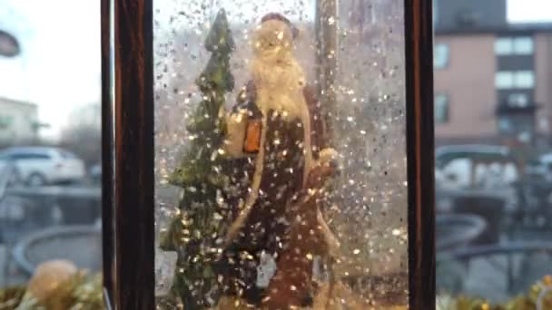 Noel Baba Nın Kısa Videosu Kar Yağan Cam Bir Kutunun — Stok video