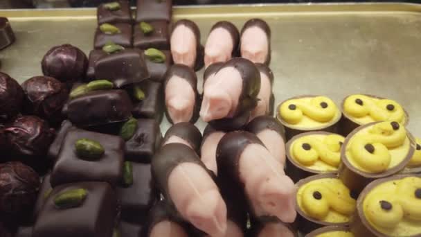 Krátké Video Představující Vánoční Cukroví Sušenky Čokoládou — Stock video