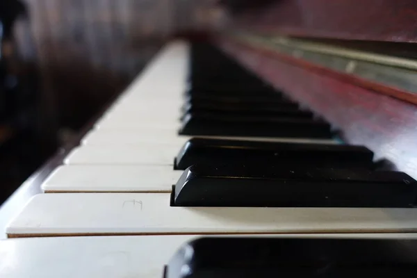Una Parte Della Tastiera Pianoforte Acustico — Foto Stock