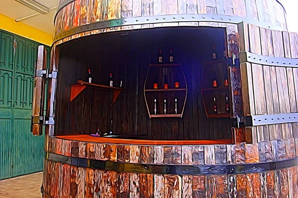 Lukisan Warna Digital Mewakili Sebuah Bar Dan Anggur Dalam Bentuk — Stok Foto