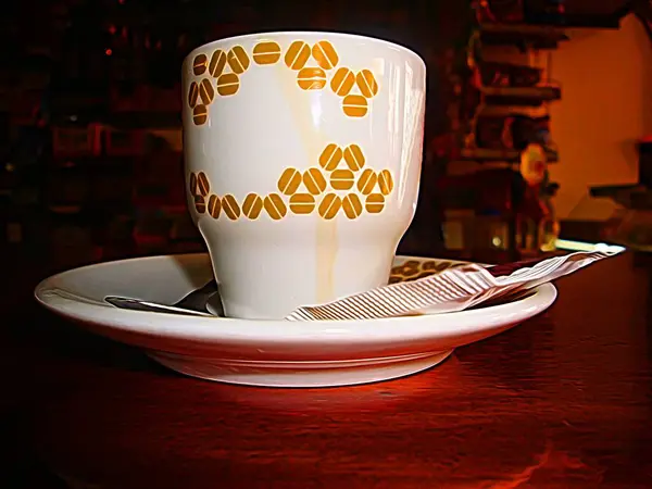 Pintura Cores Digital Representando Uma Xícara Café Expresso Recém Usado — Fotografia de Stock