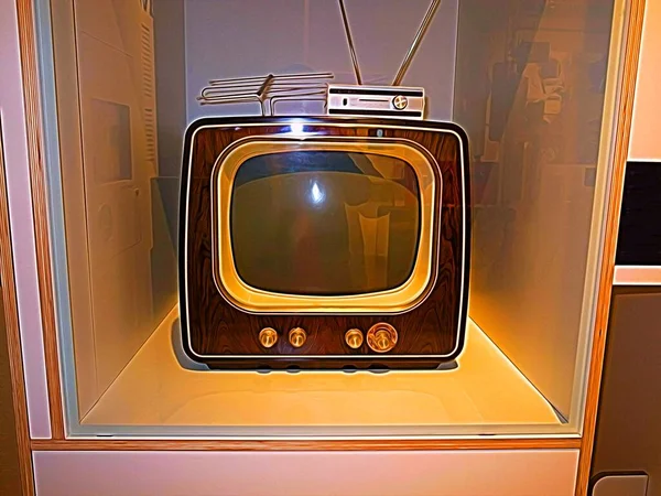 Digital Color Painting Style Cathode Ray Tube Television 1950S — Stock Photo, Image