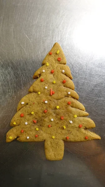 Christmas tree shaped ginger cookie — Stock Photo, Image