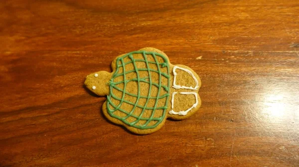 Colored turtle shaped ginger cookie — Stock Photo, Image