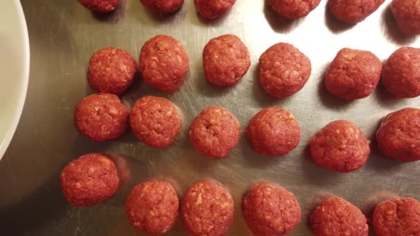 Short Video Showing Hand Made Meatballs Ready Cooked Tomato Sauce — Stock Video