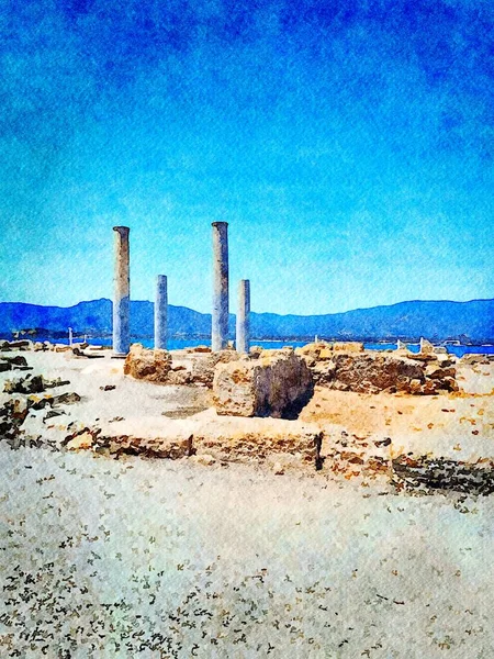 Romeinse Ruïnes Sardinië Digitale Aquarelverf — Stockfoto