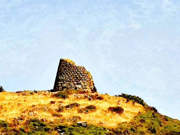 Vistazo Las Ruinas Los Nuraghi Antiguos Edificios Piedra Cerdeña Italia — Foto de Stock