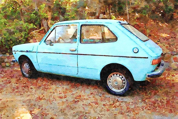 Historic Car Ready Vacation Italy Digital Watercolors Painting — Stock Photo, Image