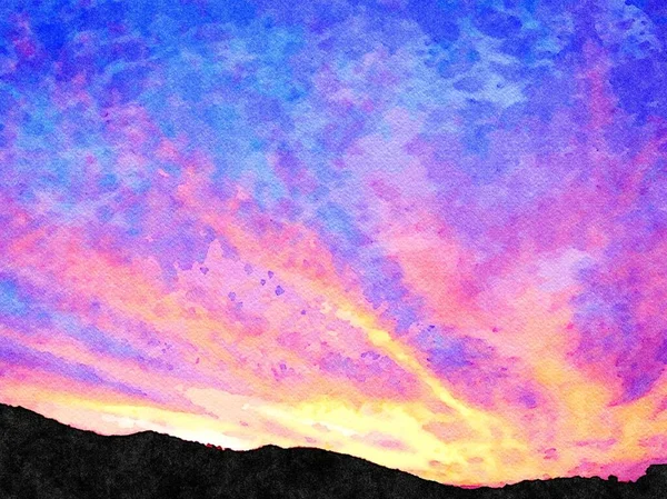 Solen Har Precis Gått Ner Bakom Bergen Italien Digital Färg Stockfoto