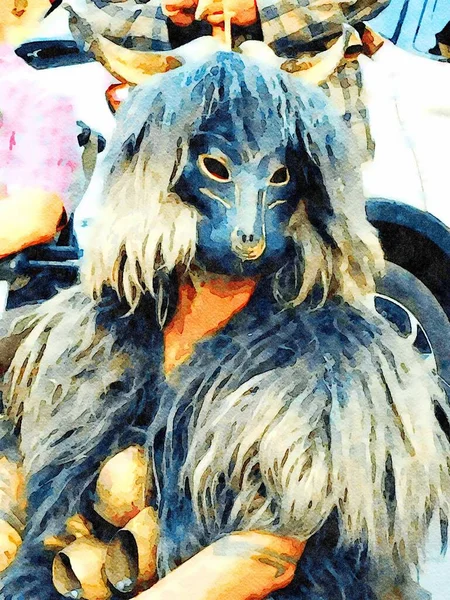 Máscaras Hueso Ropa Tradicional Piel Animal Durante Una Fiesta Pueblo —  Fotos de Stock