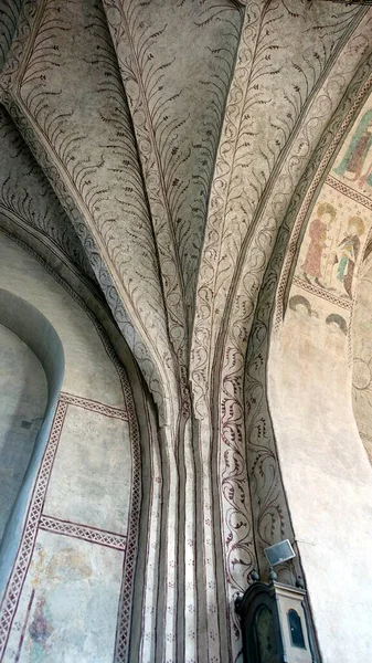 Color Photo Corner Ceiling Historic Church Scandinavia — Stock Photo, Image