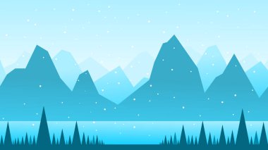 Kış mavisi dağ manzarası