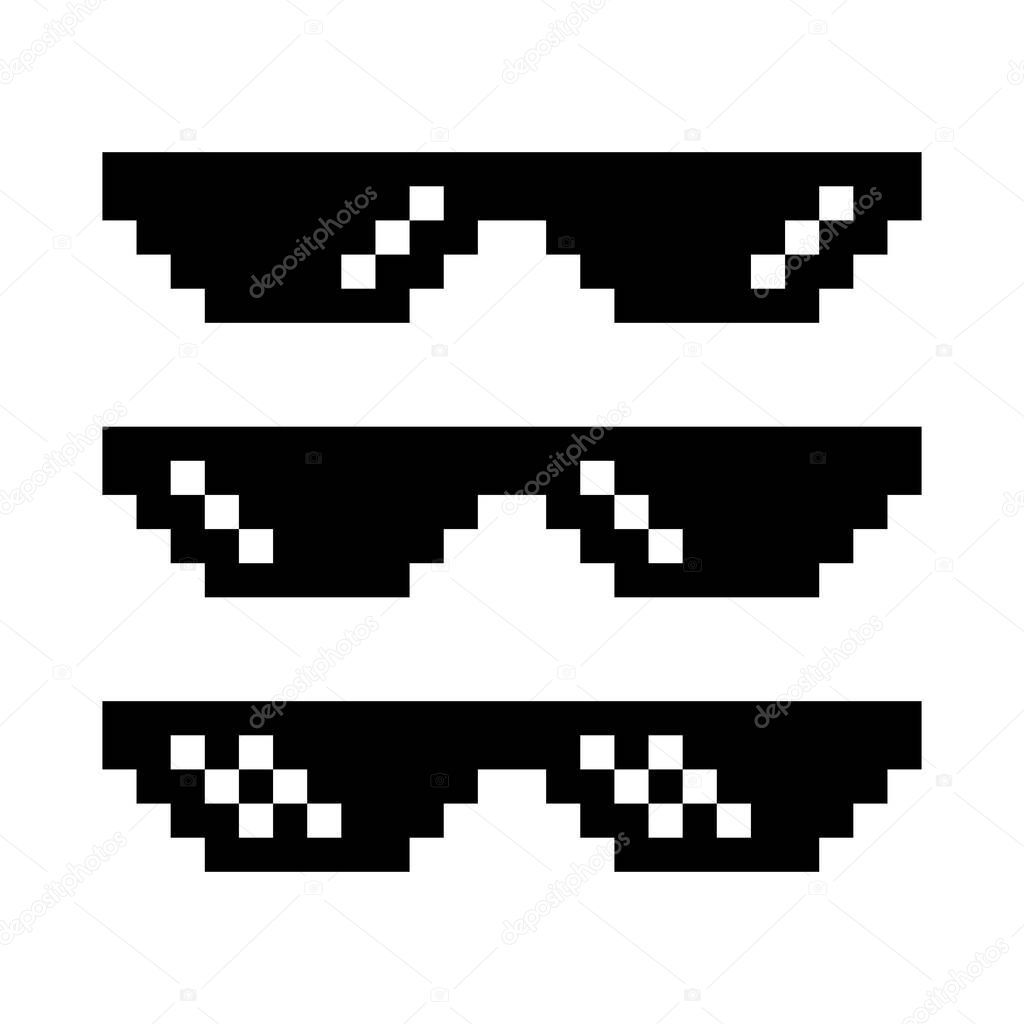 Pixel glasses illustration set isolated on white background