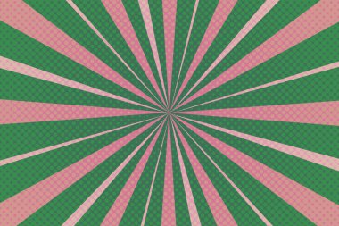 Retro yarım ton güneş patlaması arka planı. Modaya uygun yeşil ve pembe duvar kağıdı