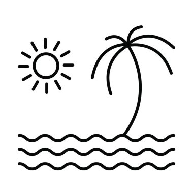 Yaz sahili ana hatları ikon vektör illüstrasyonu