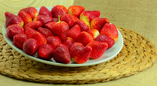 Fresh Strawberry on a Wooden Rustic Dish — Stock Photo, Image