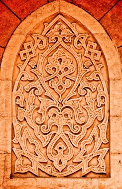 Eski İslam dekoratif süs oymalar heykel renkli duvar