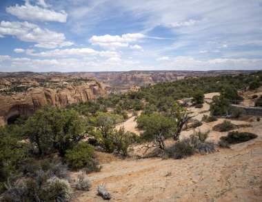 Kayenta Arizona 'nın dışındaki Navajo Ulusal Anıtı' nda antik uçurum konutları ve muhteşem kanyonlar