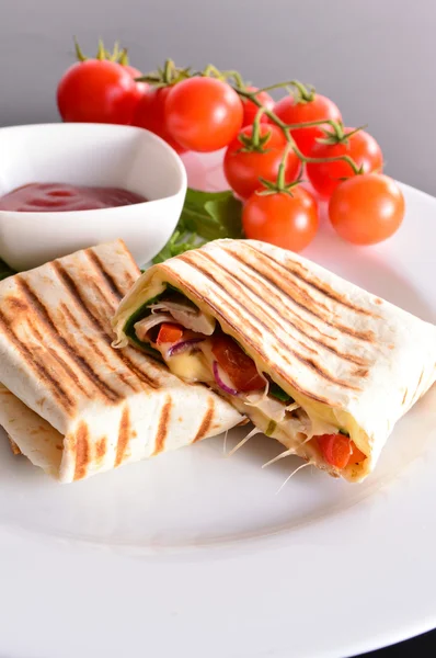 Homemade Cheese and Chicken Quesadilla — Stock Photo, Image