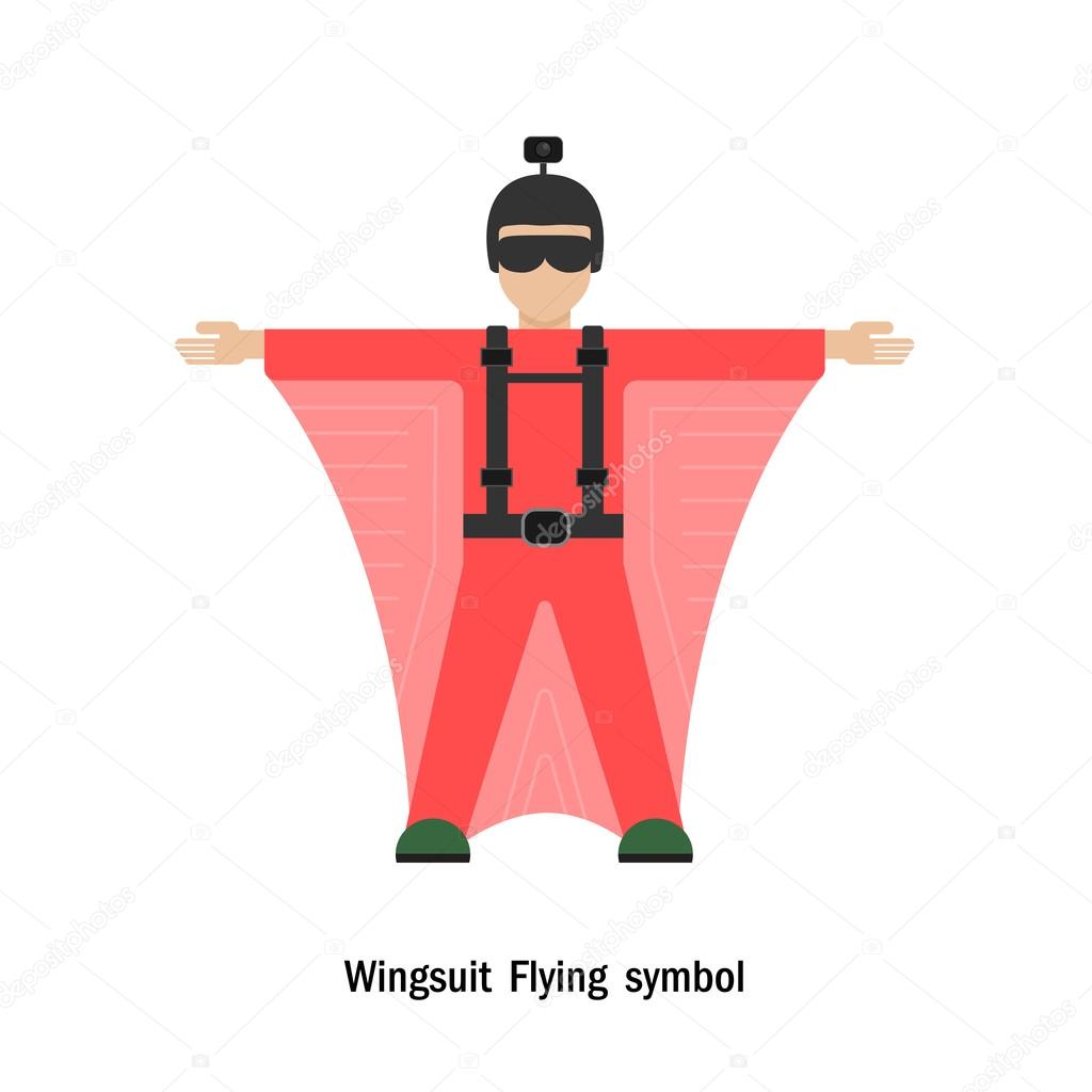 Wingsuit Flying.Wingsuit flight.Healthcare and sport logo icon c