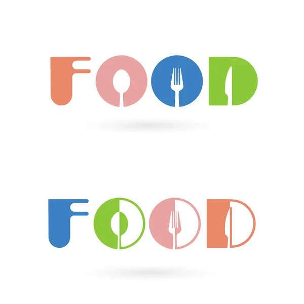 Креативний дизайн елементів логотипу їжі з ложкою, ножем і для — стоковий вектор