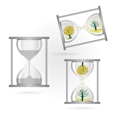 Ağaç ve kum cam beyaz arka plan, yeşil kavramı, yeşil fikir