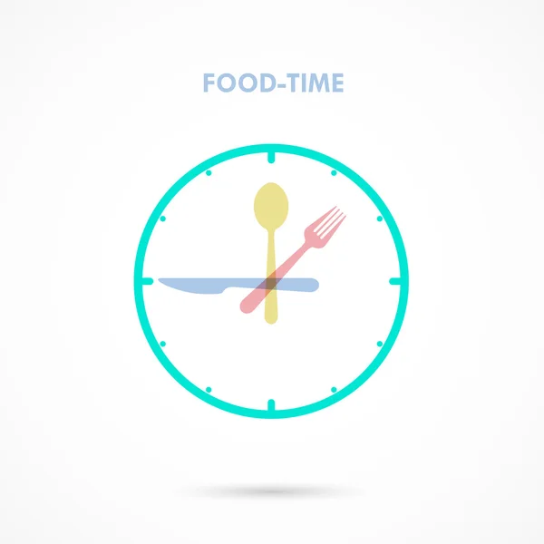 Час їжі. Концепція часу їжі. Вилка, ніж і ложка . — стоковий вектор