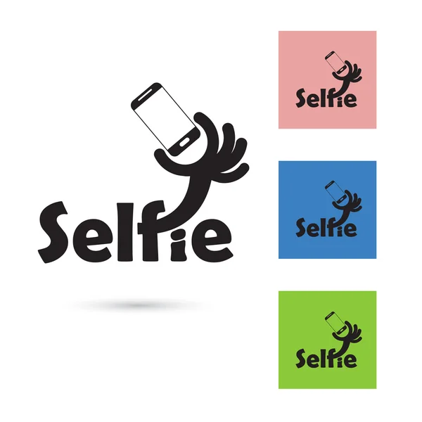 Selfie woord elementen embleemontwerp. Nemen selfie portretfoto — Stockvector