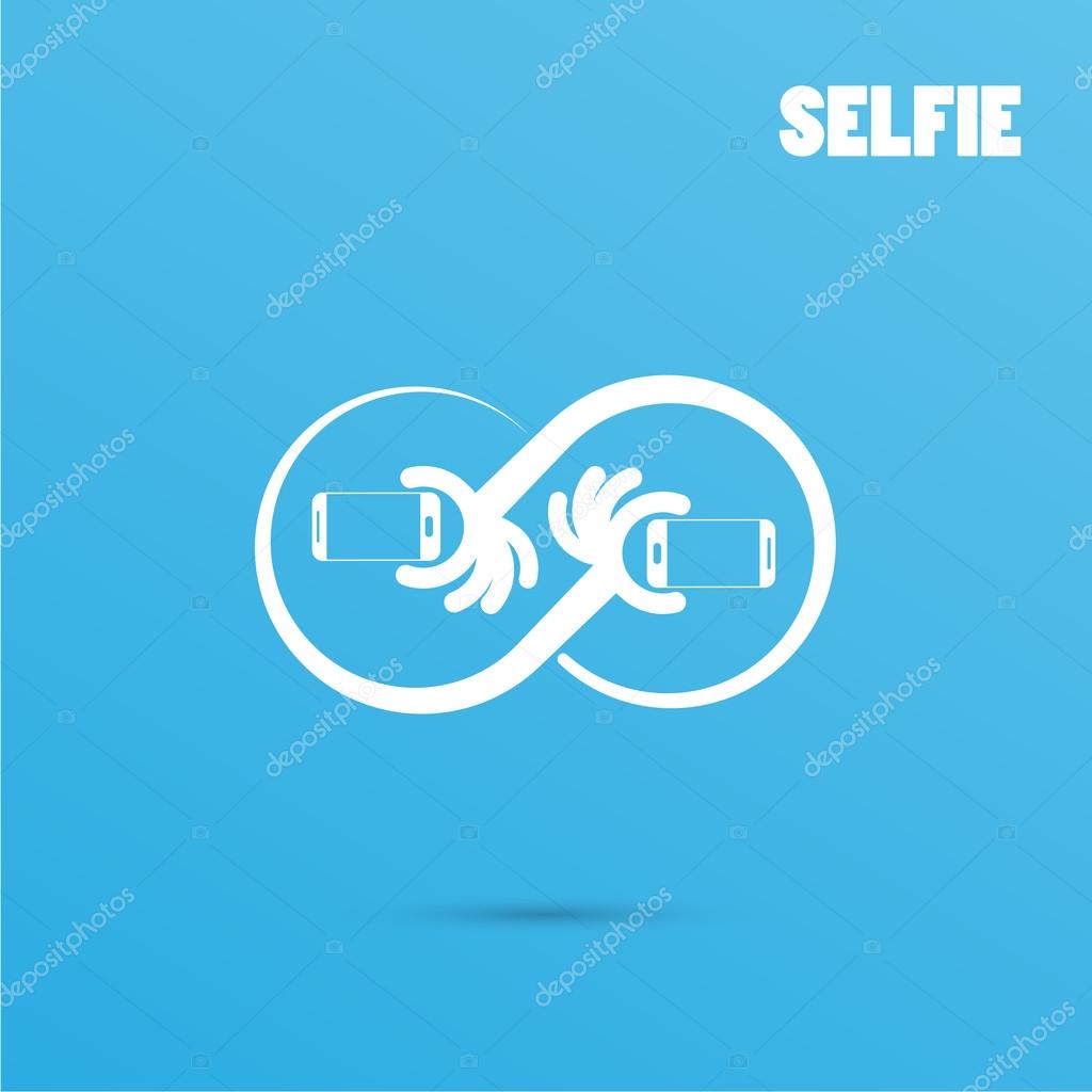 Infinite selfie logo elements design.Taking selfie portrait photo on smart phone concept icon. Selfie concept design element. Vector illustration