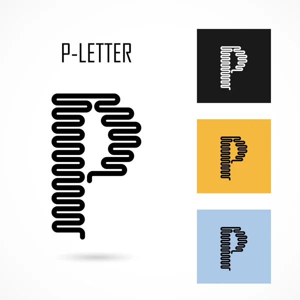 Creative P- letter icon abstract logo design vector template.Cre — Stock Vector