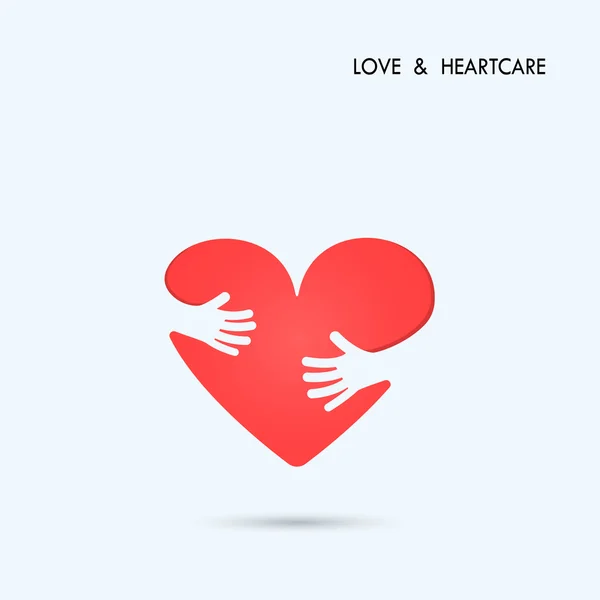 Logotipo do cuidado do coração do amor.Healthcare & símbolo médico e forma do coração —  Vetores de Stock