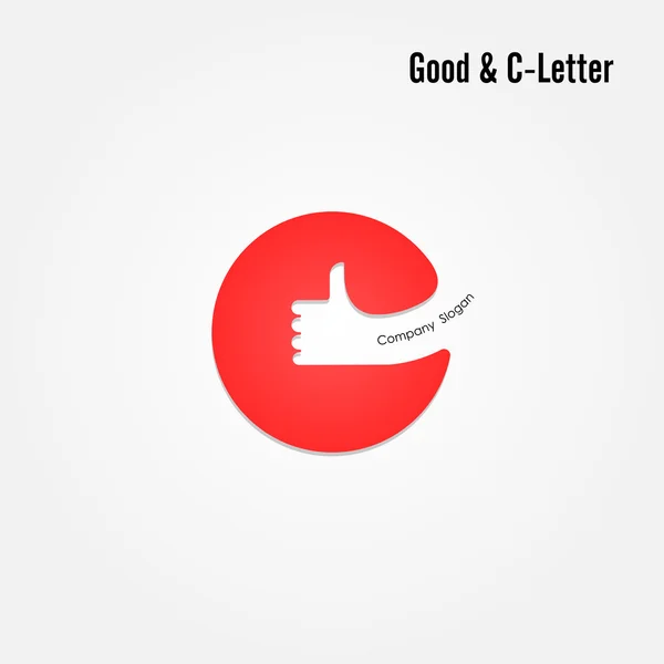 İyiye işaret ve C-mektup simgesi logo tasarlamak. El simgesi bir — Stok Vektör