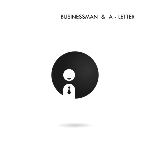 Black circle sign and businessman icon.Creative A-letter icon ab — Stock Vector