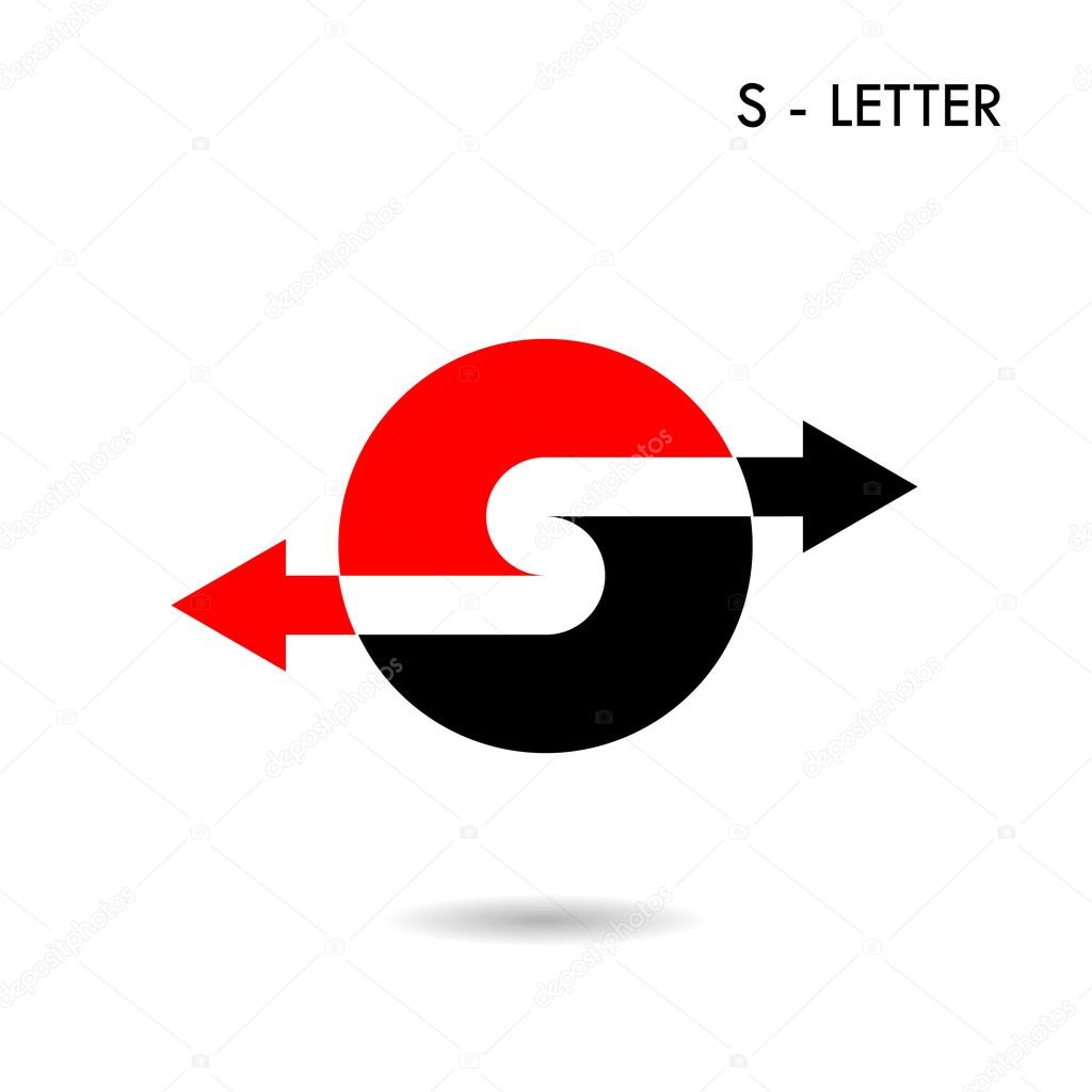 S-letter icon abstract logo design and Arrow symbol.Creative S-alphabet and Arrow symbol.Vector illustration