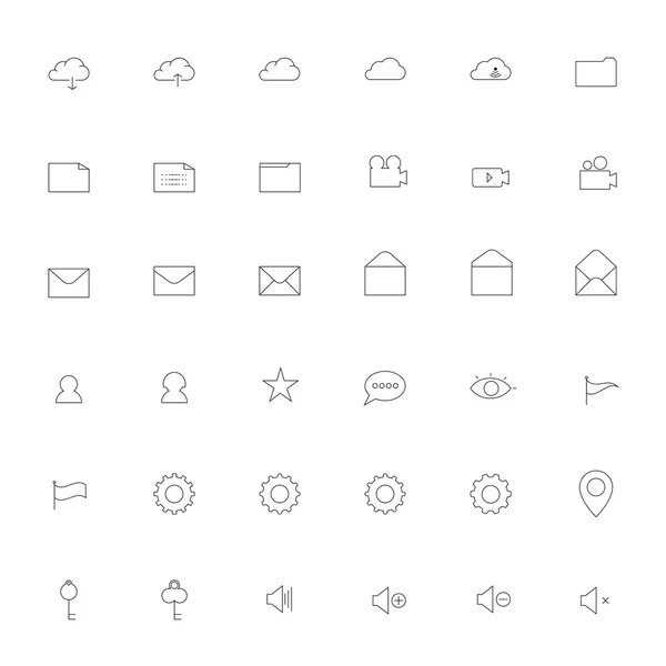 Conjunto de iconos de contorno delgado simple. Iconos finos simples de moda para Web d — Vector de stock